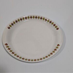 Syracuse Syralite Captains Table Oval Serving Platter Plate White Floral Vintage